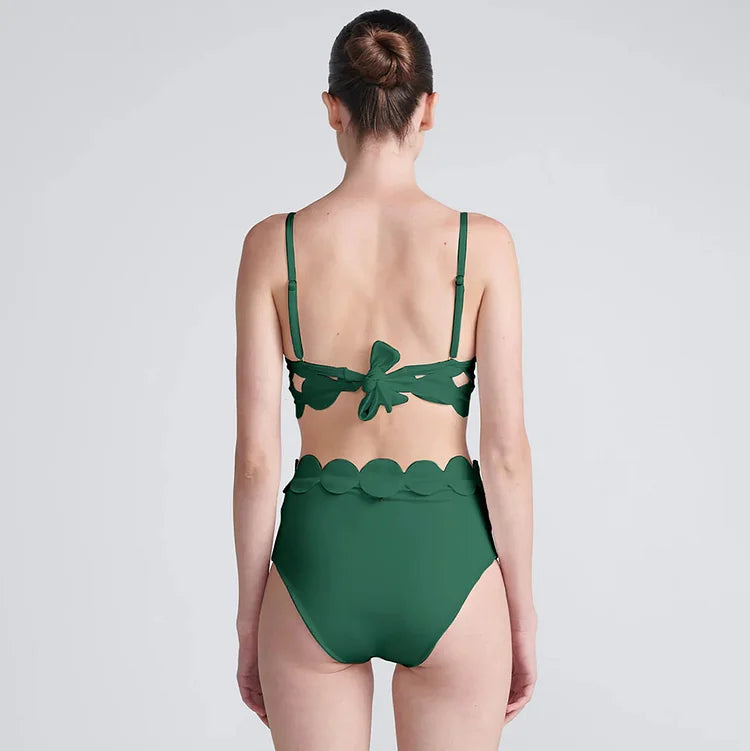 Yeşil Lazer Kesim Dairesel Bikini Takımı