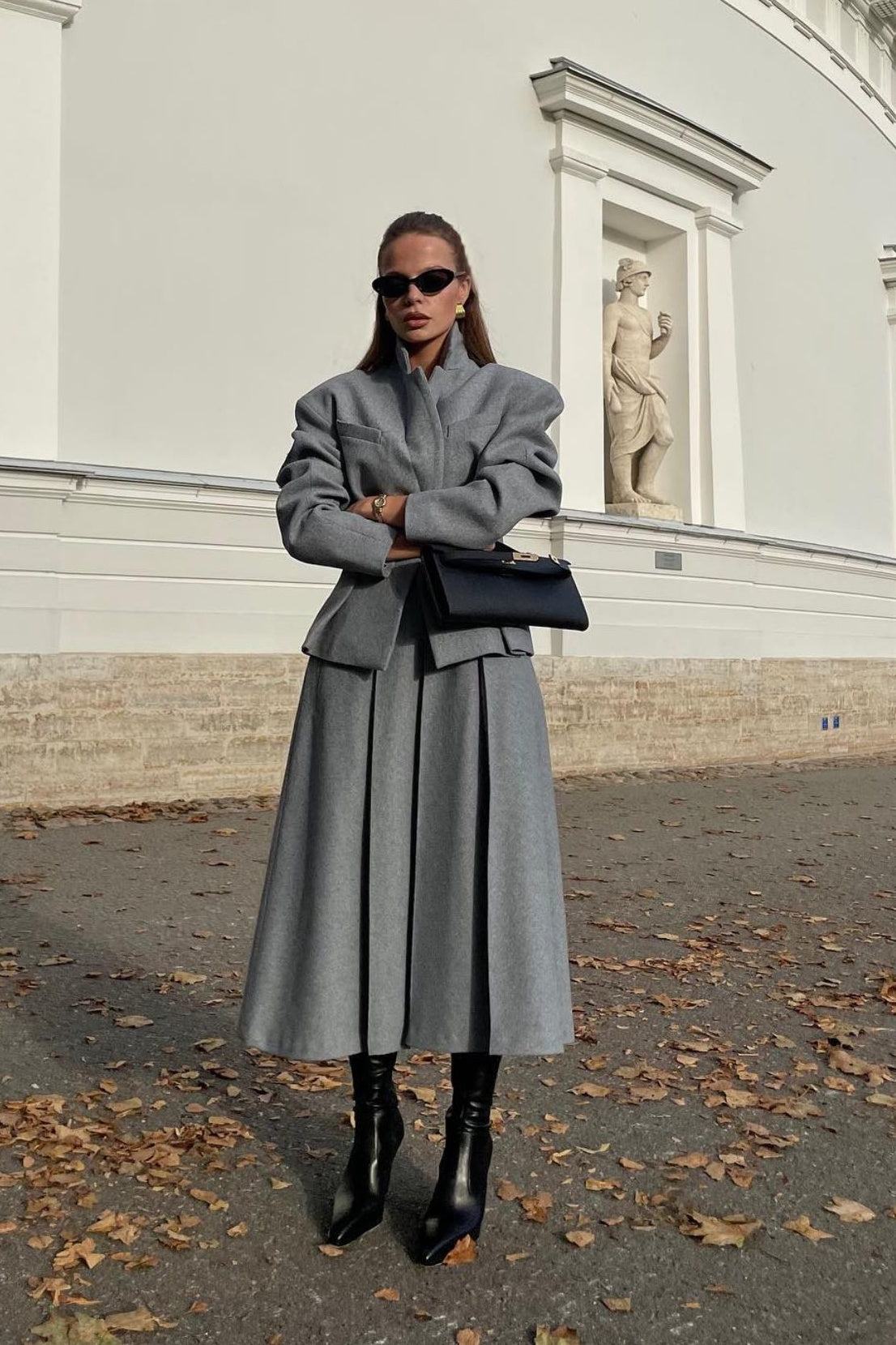 Georgia Yaka Blazer Midi Etek Takımı