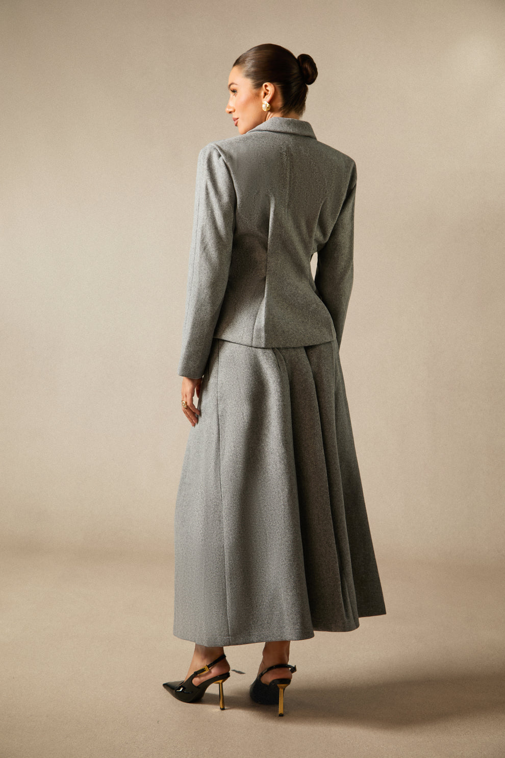 Georgia Yaka Blazer Midi Etek Takımı