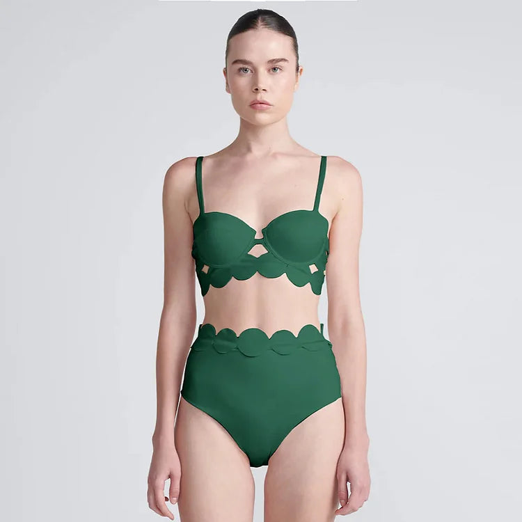 Yeşil Lazer Kesim Dairesel Bikini Takımı