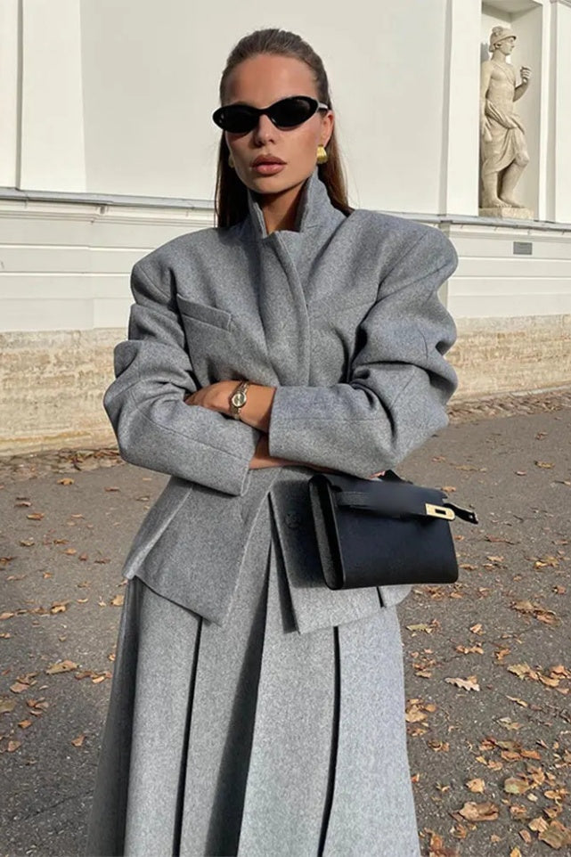 Georgia Yaka Blazer Midi Etek Takımı